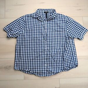 Cozy Earth Sutton Long Sleeve Pajama Top Womens XL Blue White Gingham Check